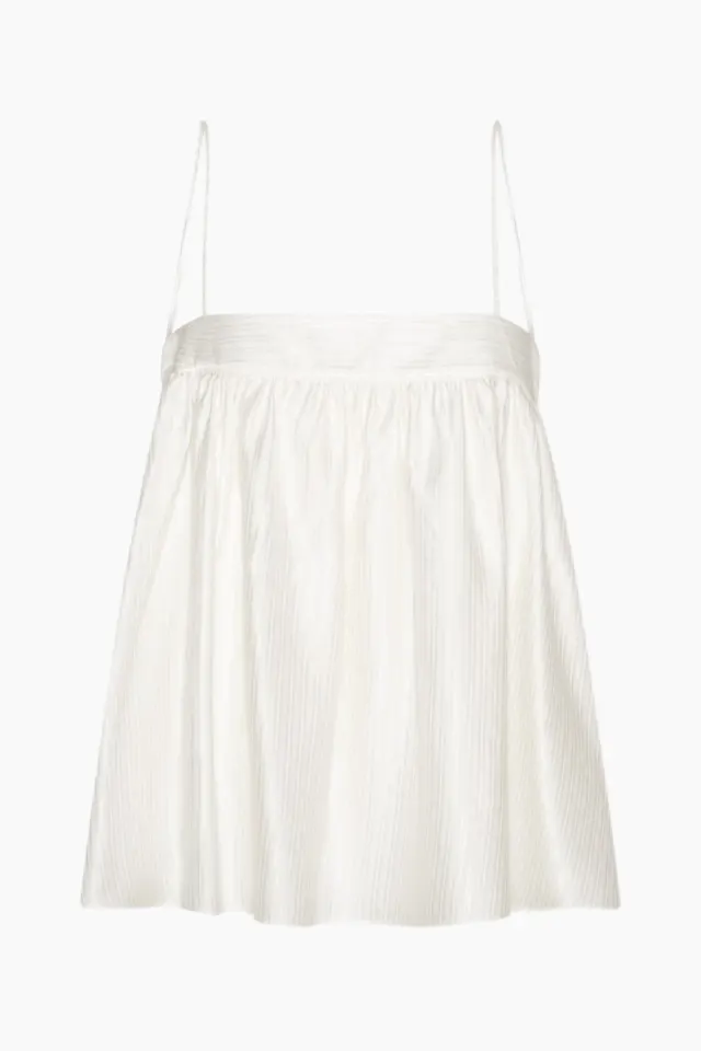 Rotate Striped Slip Top – Bright White — produktfoto