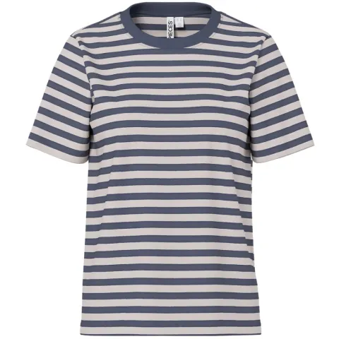 Pieces T-Shirts PCRia – Ombre Blue SILVER GREY — produktfoto