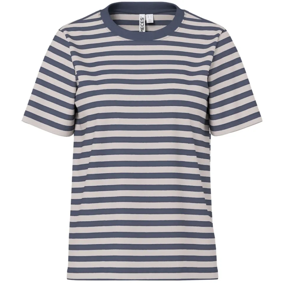 Pieces T-Shirts PCRia – Ombre Blue SILVER GREY — produktfoto