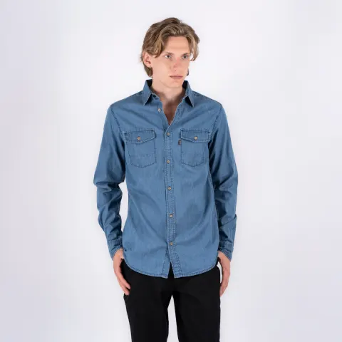 Marcus MAhugh LS Noos – mørkeblå denim — produktfoto