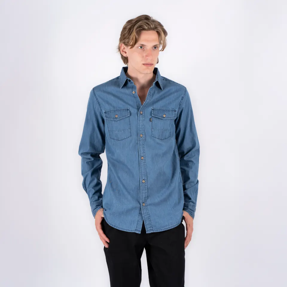 Marcus MAhugh LS Noos – mørkeblå denim — produktfoto
