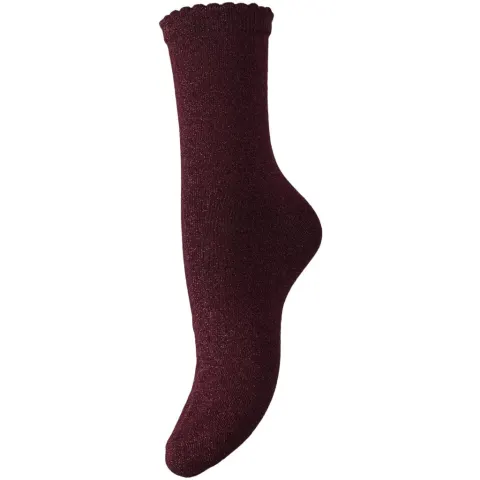 Pieces strømper Pcsebby – Tawny Port TONED LUREX — produktfoto