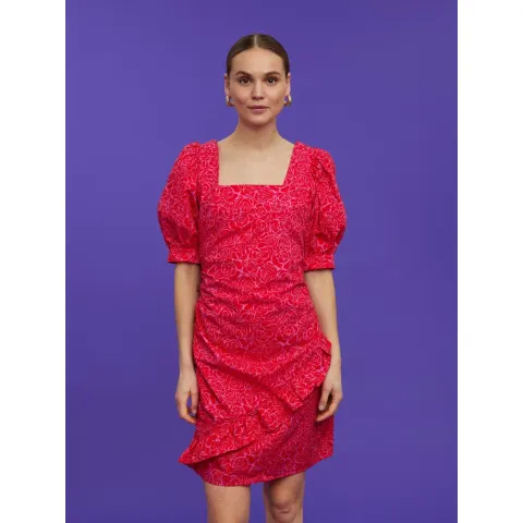 Vero Moda kjole Vmalaska – Flame Scarlet FLOWERS — produktfoto