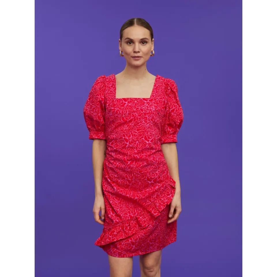 Vero Moda kjole Vmalaska – Flame Scarlet FLOWERS — produktfoto