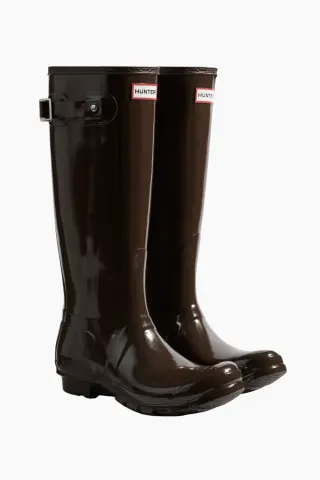 Hunter Womens Original Tall Gloss Boot – Chocolate Brown — produktfoto