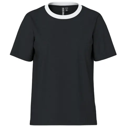 Pieces t-shirt Pcria – Black contrast white — produktfoto