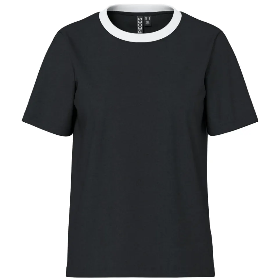 Pieces t-shirt Pcria – Black contrast white — produktfoto