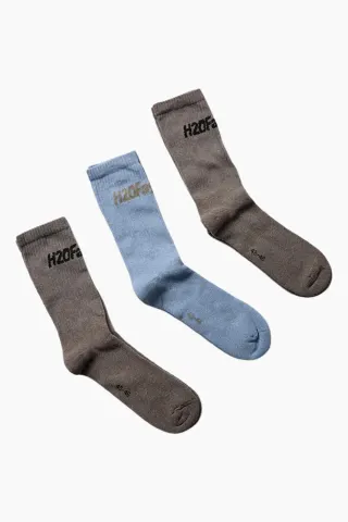 H2O Fagerholt Suck Socks 3 Pack – Brown/Brown/Light Blue — produktfoto