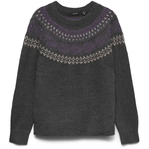Vero Moda strik Vmsimone – Dark Grey Melange SWEET GRAPE/BIRCH/ELDERB — produktfoto