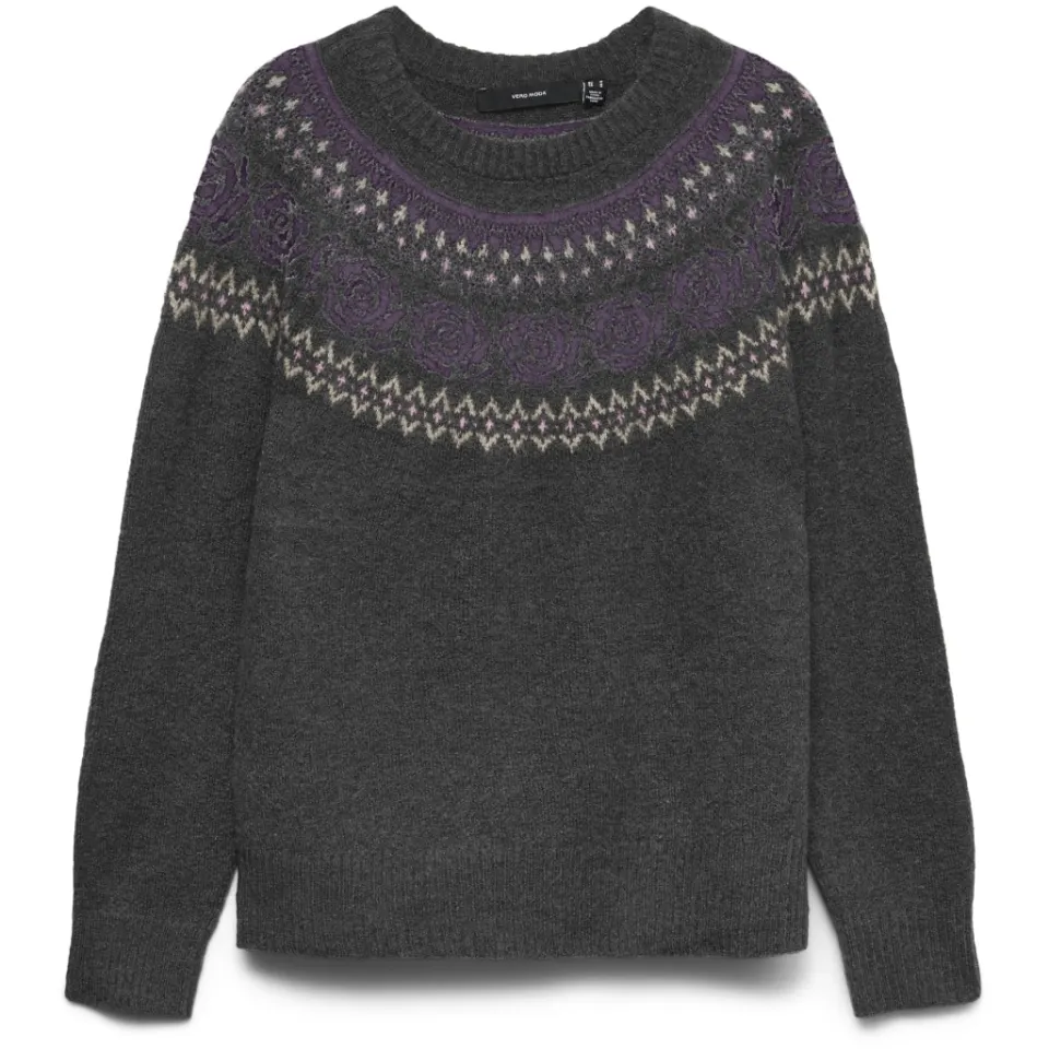 Vero Moda strik Vmsimone – Dark Grey Melange SWEET GRAPE/BIRCH/ELDERB — produktfoto