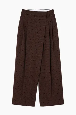 GANNI Flock Check Suiting Pants A1080035 – Chicory Coffee — produktfoto
