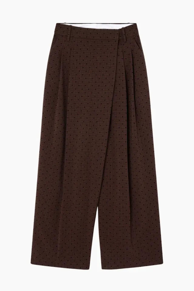 GANNI Flock Check Suiting Pants A1080035 – Chicory Coffee — produktfoto