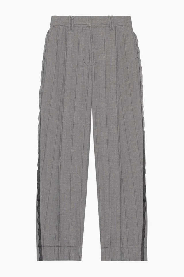 GANNI Herringbone Suiting Relaxed Pleated Pants F8214 – Frost Grey — produktfoto