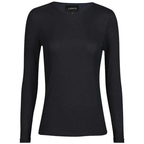 Liberté bluse Mesh – NAVY BLACK SMALL FLOCK DOT — produktfoto