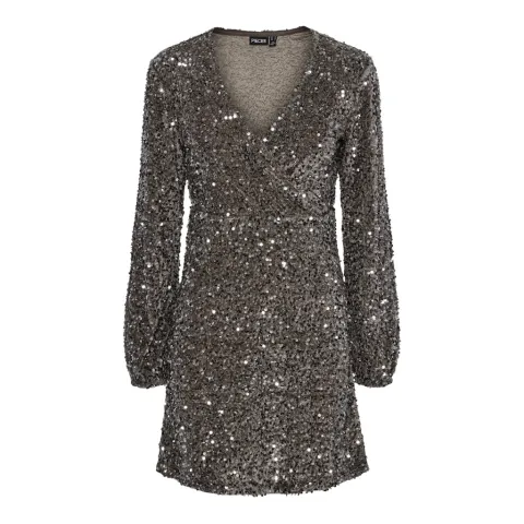 Pieces kjole Pckam med pailletter – Morel Silver sequins — produktfoto