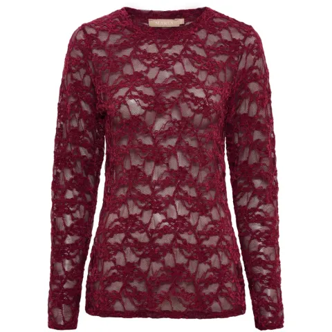 Marta du Château langærmet blonde t-shirt MdcPrimula 8941 – bordeaux — produktfoto