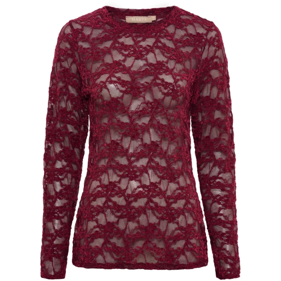 Marta du Château langærmet blonde t-shirt MdcPrimula 8941 – bordeaux — produktfoto