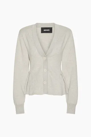 Rotate Peplum Knit Cardigan – Pumice Stone — produktfoto