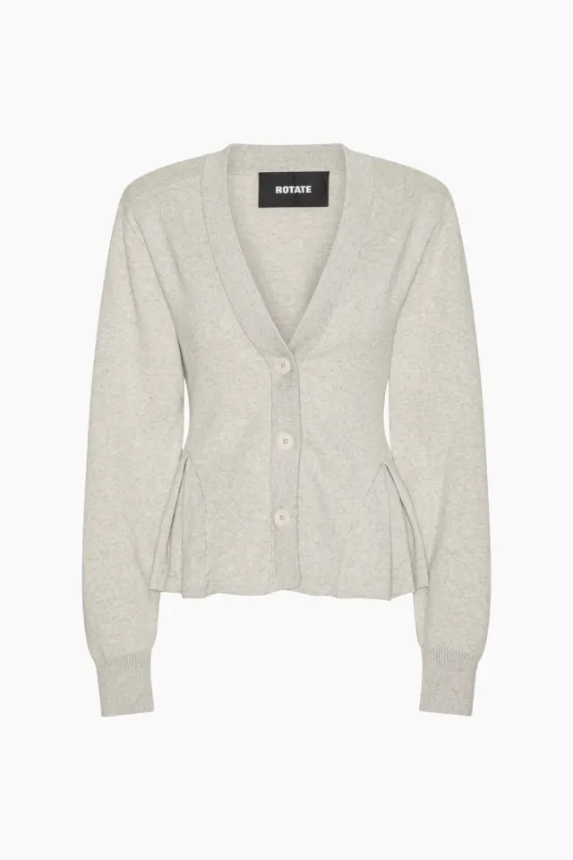 Rotate Peplum Knit Cardigan – Pumice Stone — produktfoto