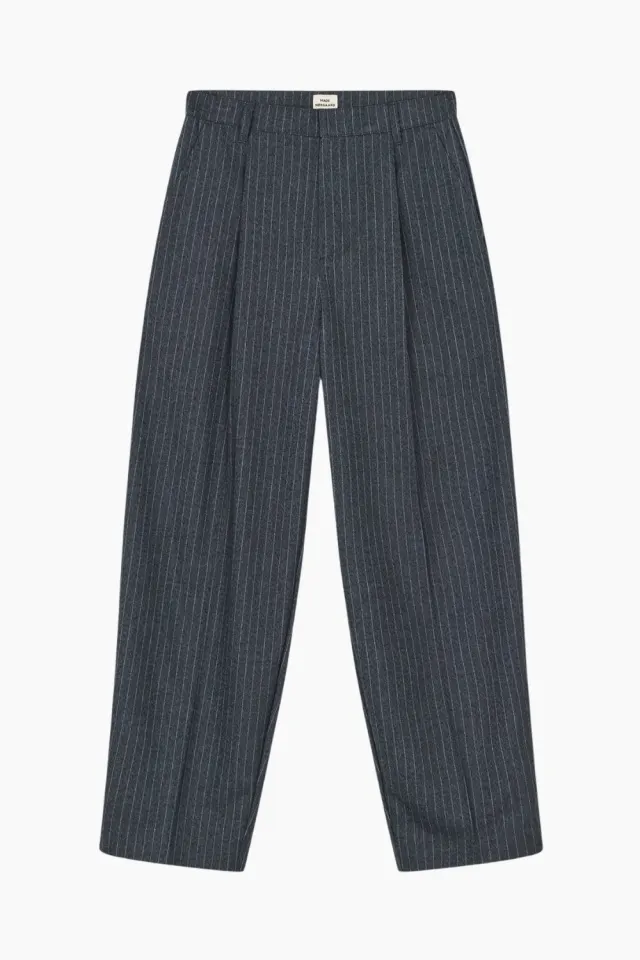 Mads Nørgaard Pinstripe Melange Maria Pants – Parisian Night Melange — produktfoto