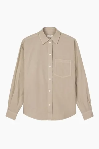 Mads Nørgaard Crispy Poplin Carol Shirt – Plaza Taupe — produktfoto