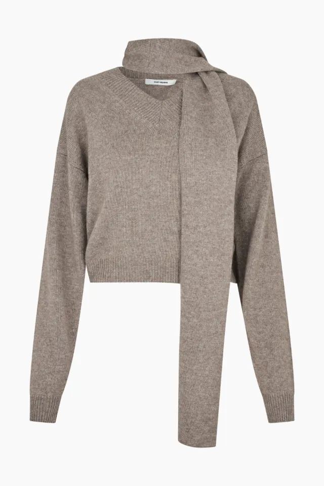 Oval Square Alvin V-neck Jumper – Coca Mocha — produktfoto