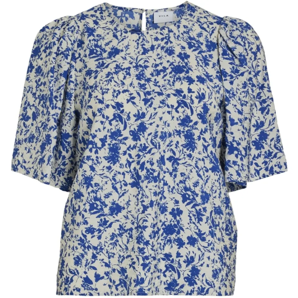 VILA top Vially – Mazarine Blue AOP — produktfoto