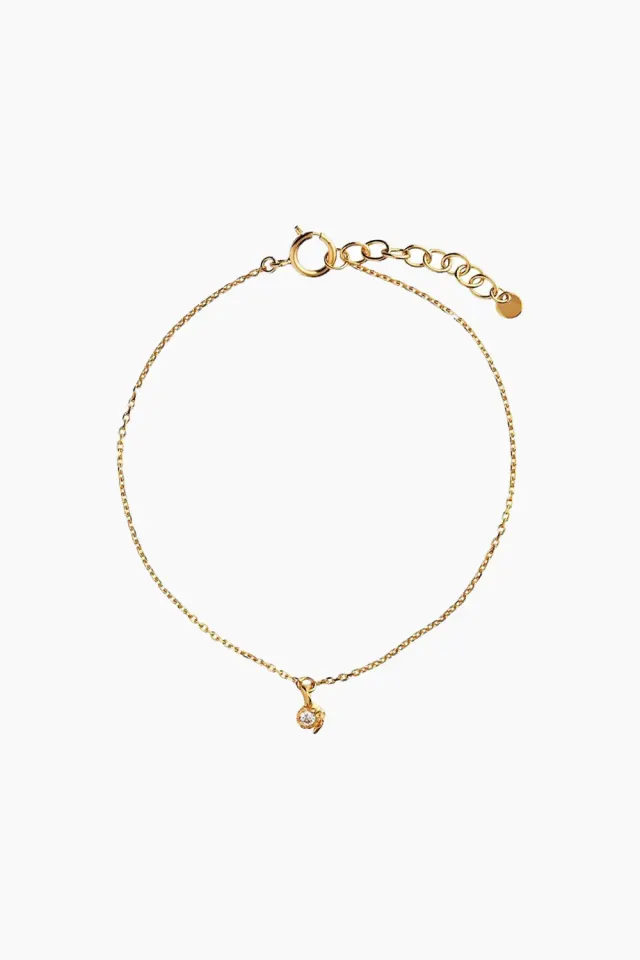 STINE A Planbørnefonden Petit Flow Bracelet With Chain And Stone – guld — produktfoto