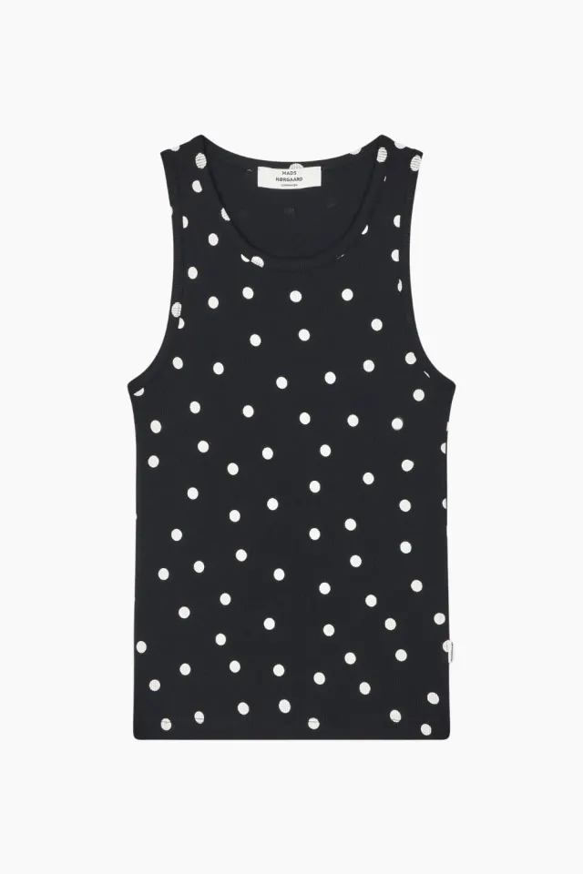 Mads Nørgaard 2x2 Cotton Addie Top AOP – Dot AOP Black — produktfoto