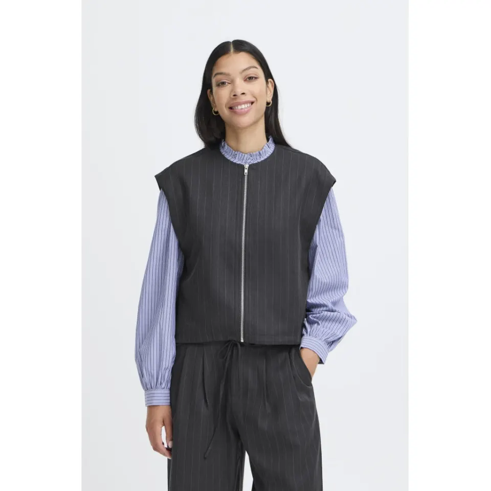 b.young vest Byxdayo – dark grey pinstripes — produktfoto