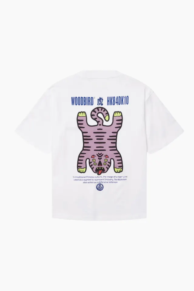 Woodbird WBBalo Tiger Tee – hvid — produktfoto