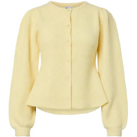 Pieces Cardigan PCSilly langærmet med pufærmer – Pale Banana MELANGE — produktfoto