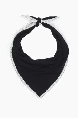 GANNI Wool Lace Triangular Scarf – Sky Captain — produktfoto