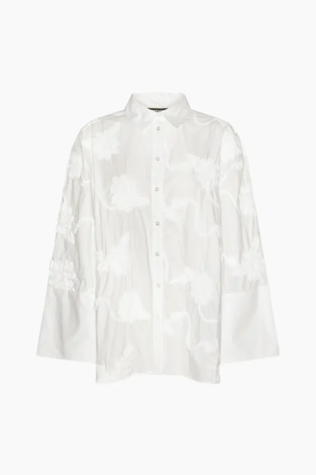 Rotate Flower Oversized Shirt – Bright White — produktfoto