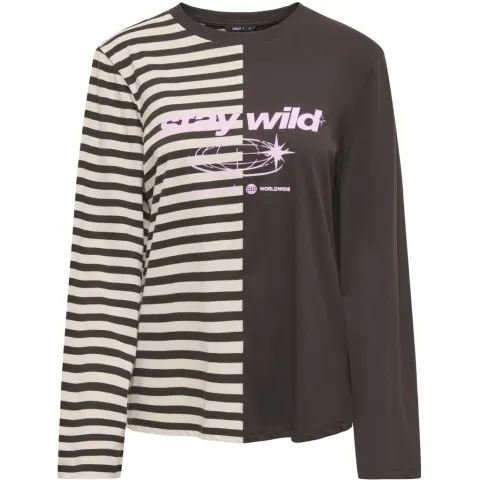ONLY bluse Onlava – Black Coffee BIRCH STRIPES/ LIGHT PINK TEXT — produktfoto