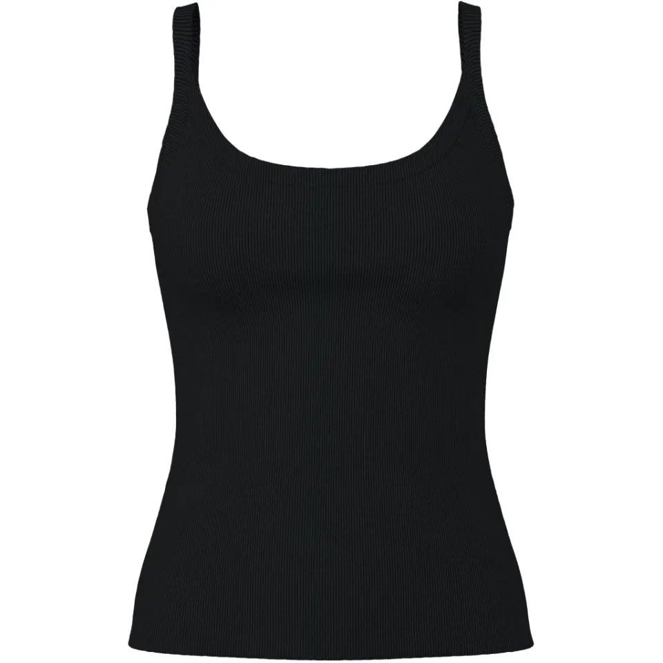 Pieces top Pcmay i 95 % bomuld og 5 % elastan – sort — produktfoto