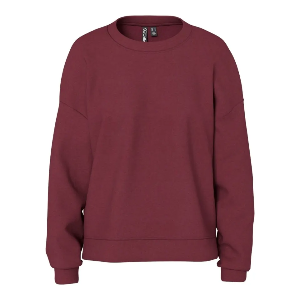 Pieces sweatshirt Pcchilli i 50 % bomuld og 50 % polyester – Tawny Port — produktfoto