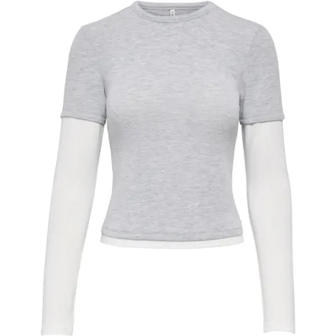 ONLY Top Onlelli – Light Grey Melange (Double layer) cd — produktfoto