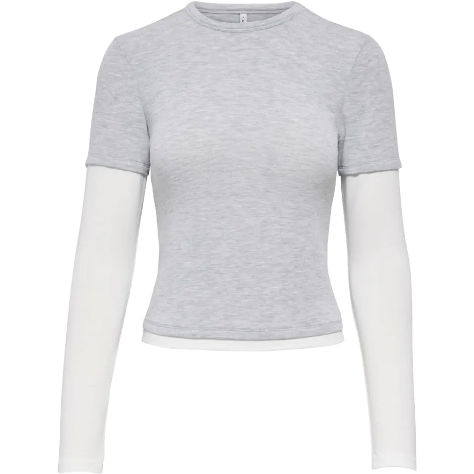 ONLY Top Onlelli – Light Grey Melange (Double layer) cd — produktfoto
