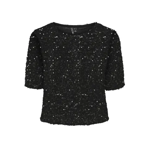 Pieces top Pckam – Black Black sequins — produktfoto