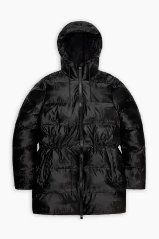 Rains Alta Long Puffer String W Jacket W3T4 – Coal — produktfoto