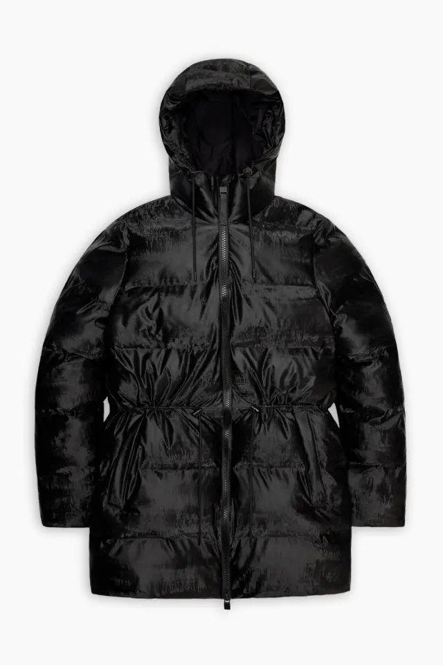 Rains Alta Long Puffer String W Jacket W3T4 – Coal — produktfoto