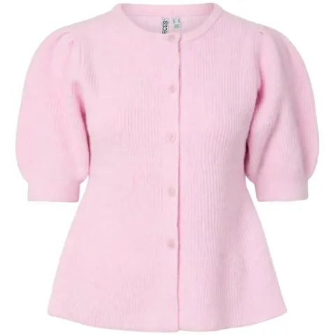 Pieces cardigan Pcsilly kortærmet med pufærmer – Roseate Spoonbill MELANGE — produktfoto
