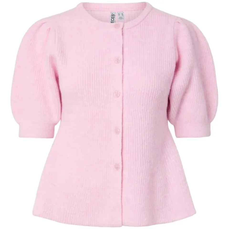 Pieces cardigan Pcsilly kortærmet med pufærmer – Roseate Spoonbill MELANGE — produktfoto