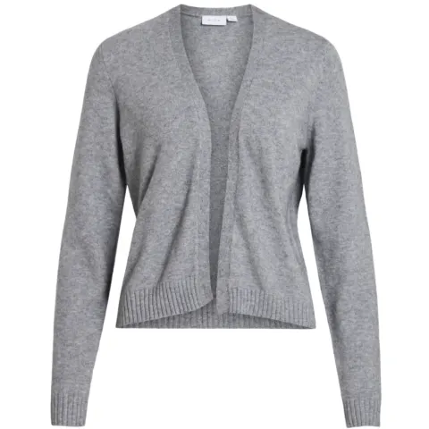 VILA Cardigan Viril Short L/S Knit Cardigan-noos – Medium grey melange — produktfoto