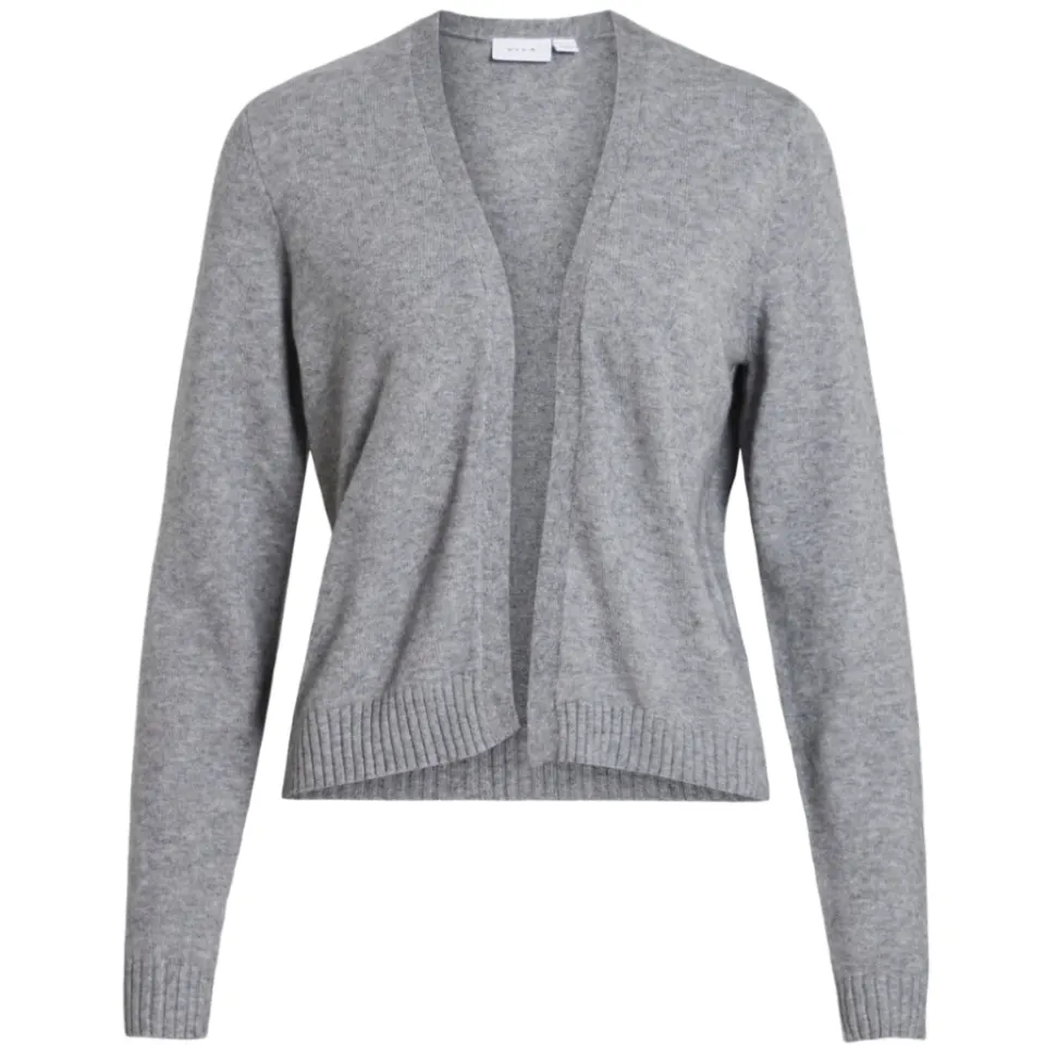 VILA Cardigan Viril Short L/S Knit Cardigan-noos – Medium grey melange — produktfoto