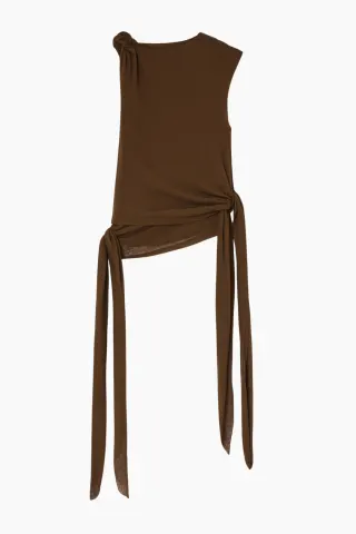 GANNI Marl Mesh Tie Knot Tank Top A1040289 – Demitasse ZWK — produktfoto