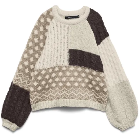 Vero Moda pullover Vmkristin – Birch CHOCLATE TORTE/OATMEAL/SILVER MINK — produktfoto