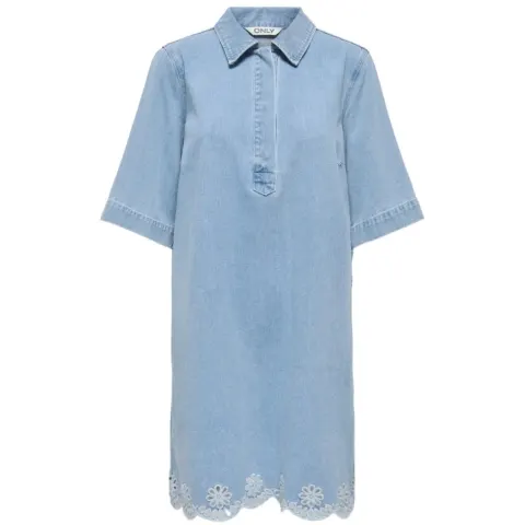 ONLY kjole Onlbelle – Light Blue Denim — produktfoto