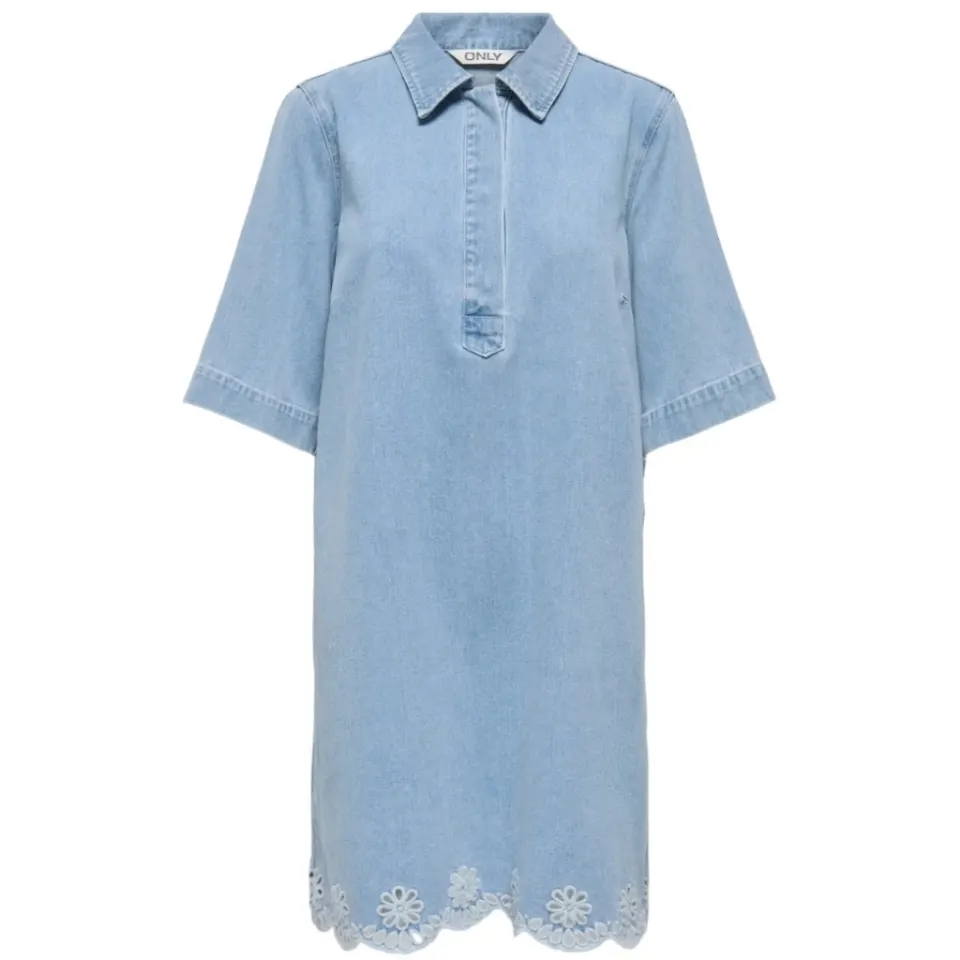 ONLY kjole Onlbelle – Light Blue Denim — produktfoto